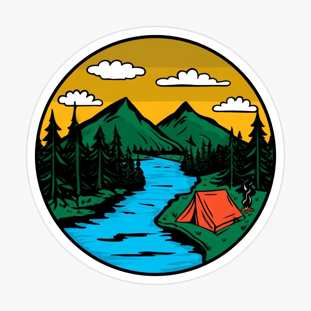 Serene Outdoor Landscape Circular Sticker