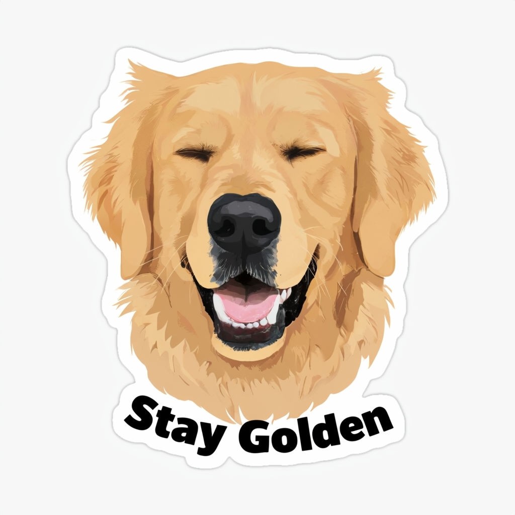 Golden Retriever 'Stay Golden' Sticker Design