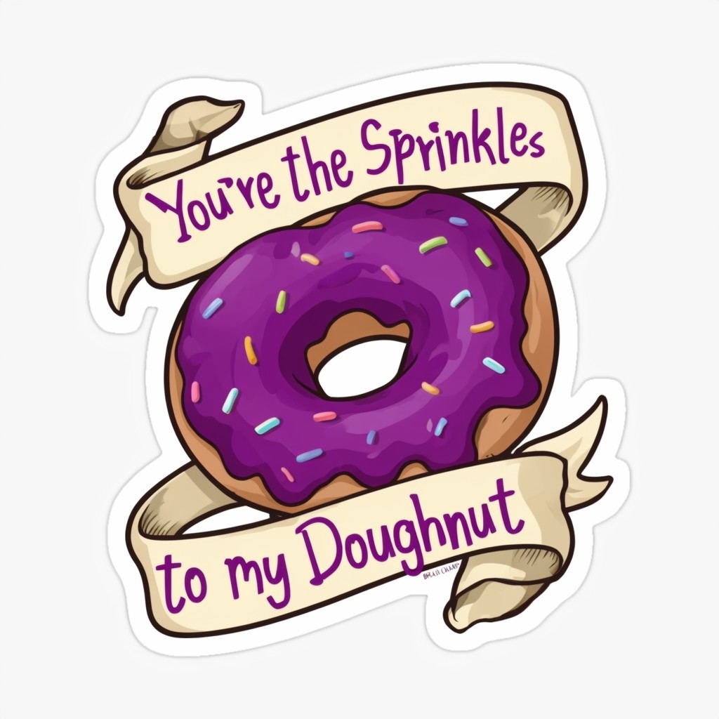 Playful Doughnut with Sprinkles Sticker Design