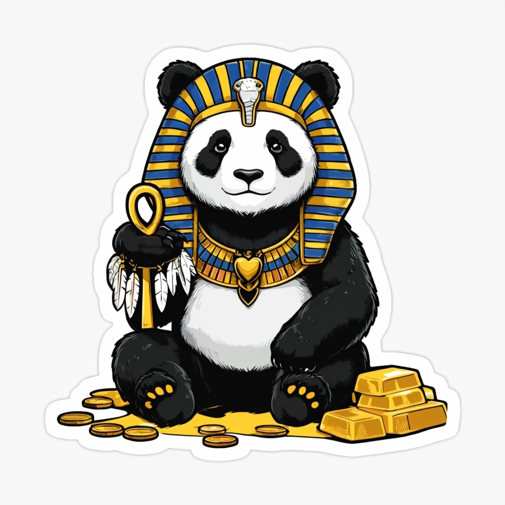 Pharaoh Panda Cartoon Sticker