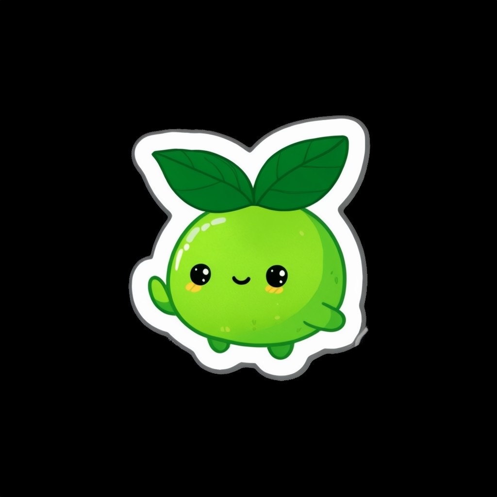 Kawaii Lime Green Fruit Character Sticker