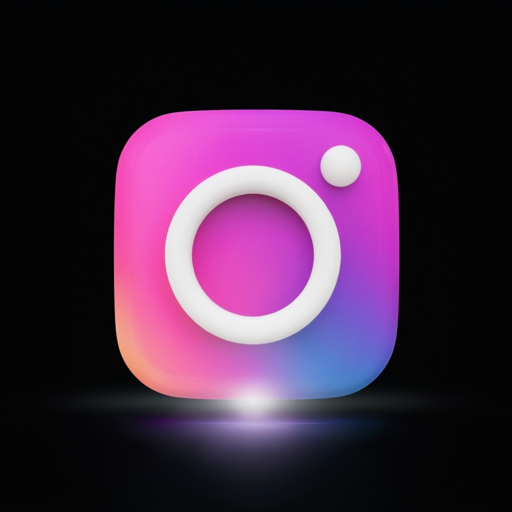 Modern Gradient Instagram Logo on Black Background