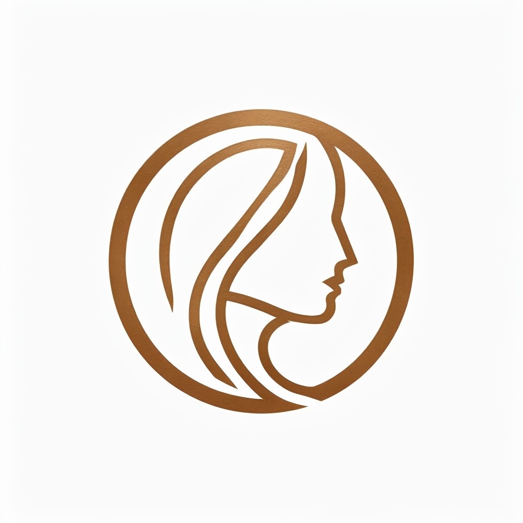 Bronze Abstract Human Profile Circle Logo