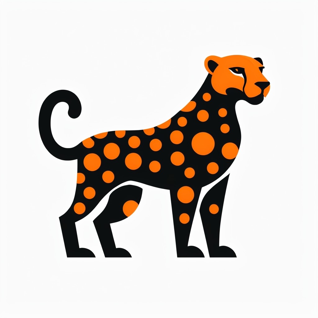 Minimalist Black and Orange Cheetah Logo