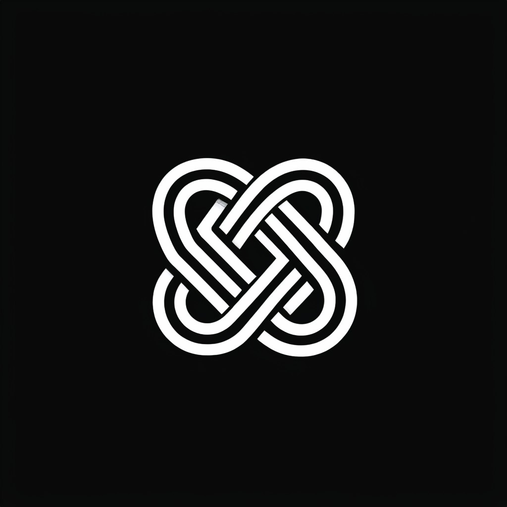 Black White Minimalist Geometric Looping Logo