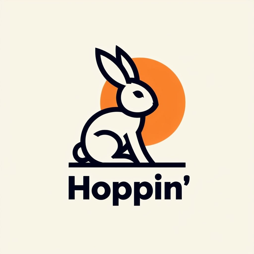 Minimalist Cream Rabbit Logo with Orange Accent