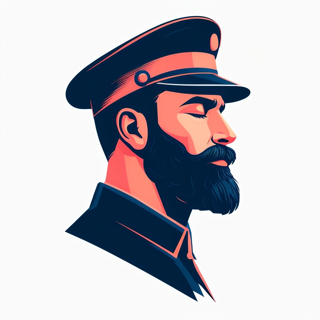 Minimalist Side Profile Man in Uniform Logo Illustration