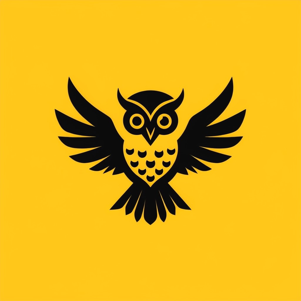 Black Owl Minimalist Yellow Background Logo