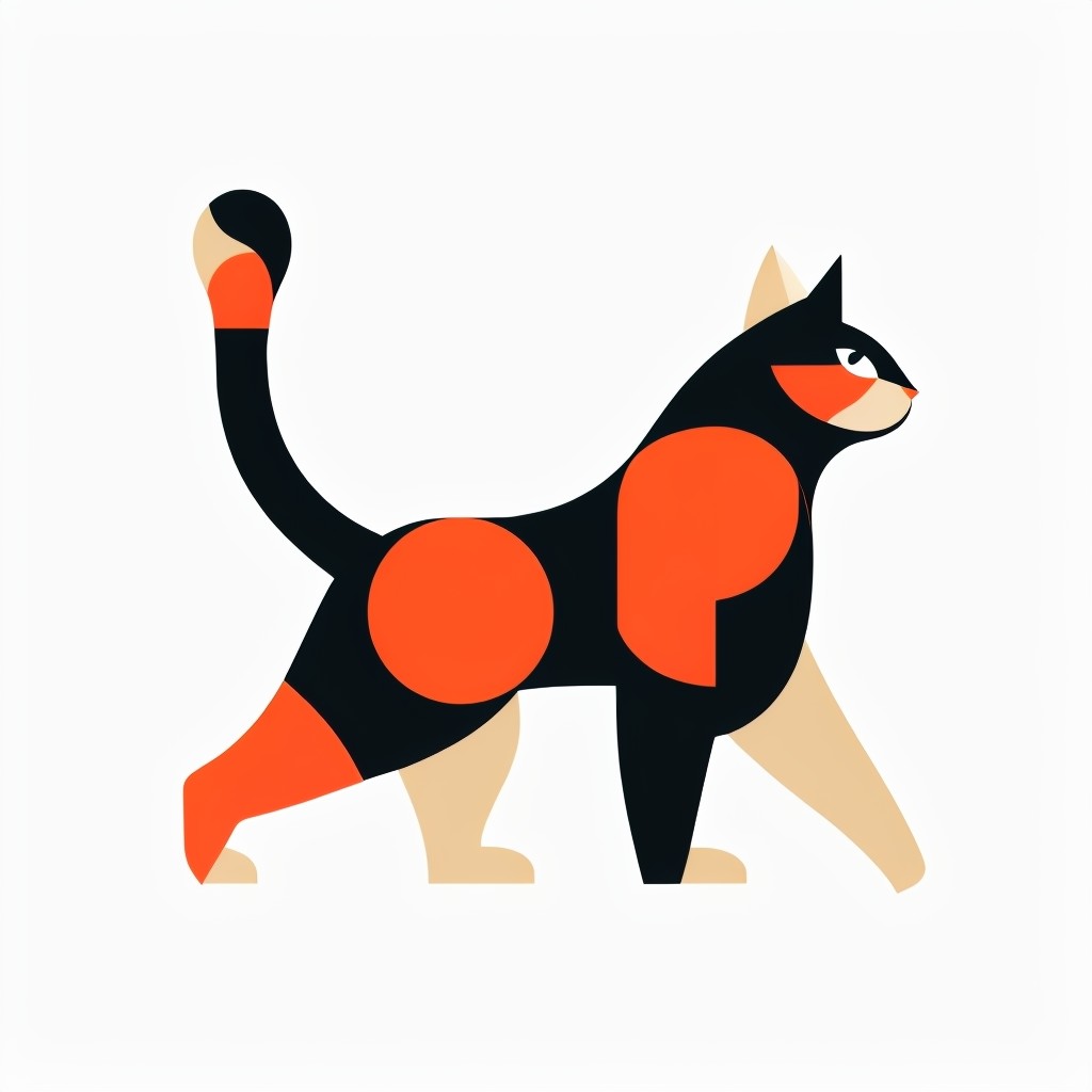 Modern Playful Geometric Cat Logo