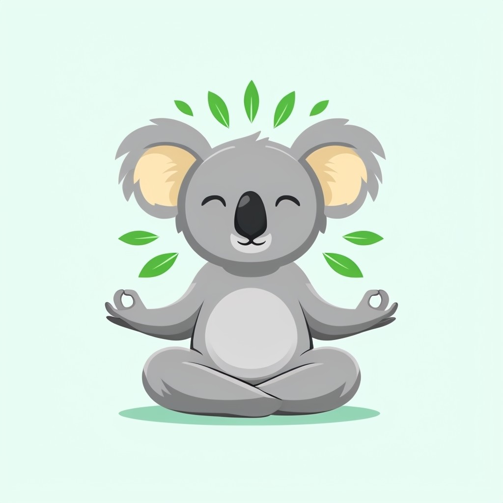 Peaceful Meditative Koala Cartoon Logo