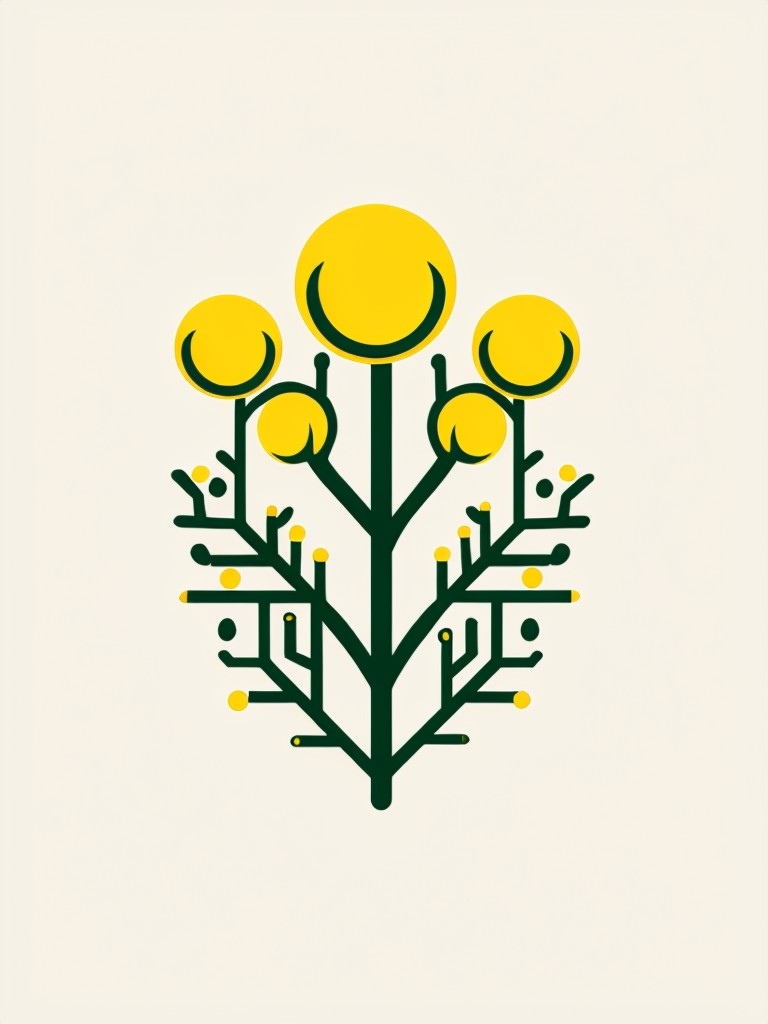 Minimalist Yellow Flower Plant Vector Logo