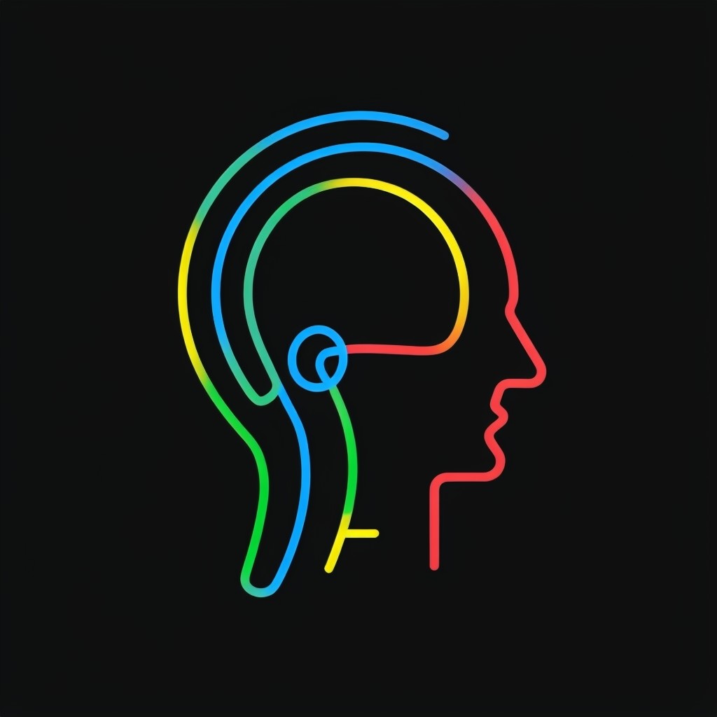 Neon Interlocking Human Head Silhouette Logo