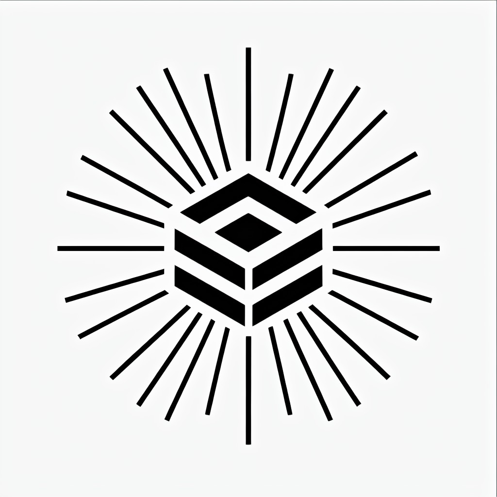 Geometric Cube Sunburst Minimalist Logo