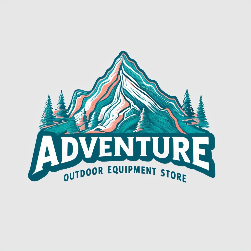 Teal Coral Minimalist Mountain Logo Design - Playground