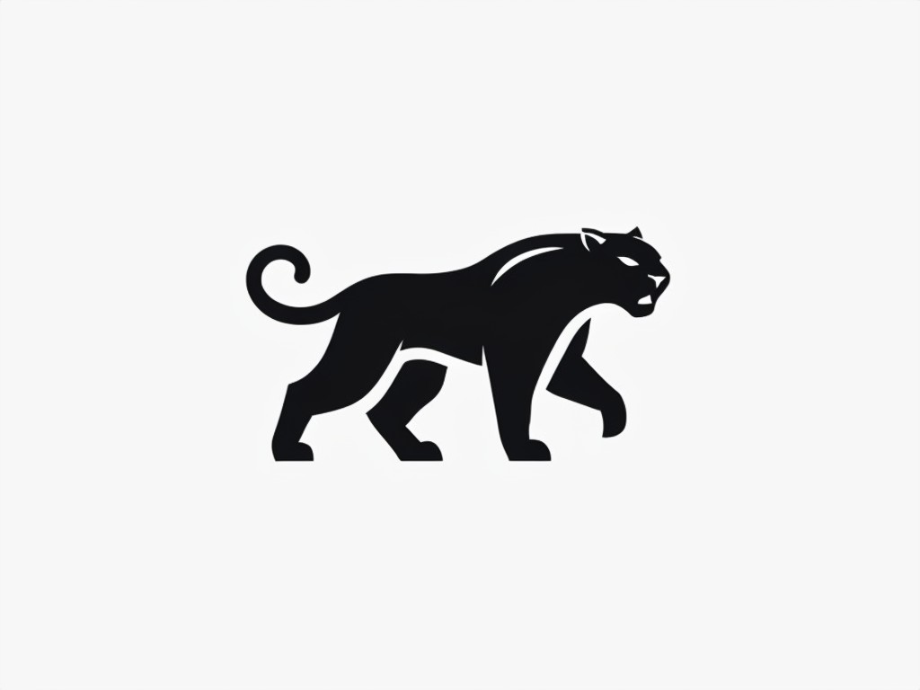 Stylized Black Puma Minimalist Logo