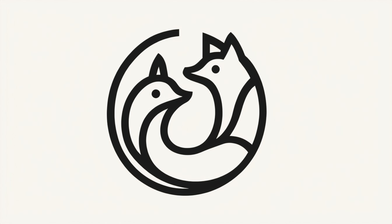 Minimalist Black Fox Line Art Logo