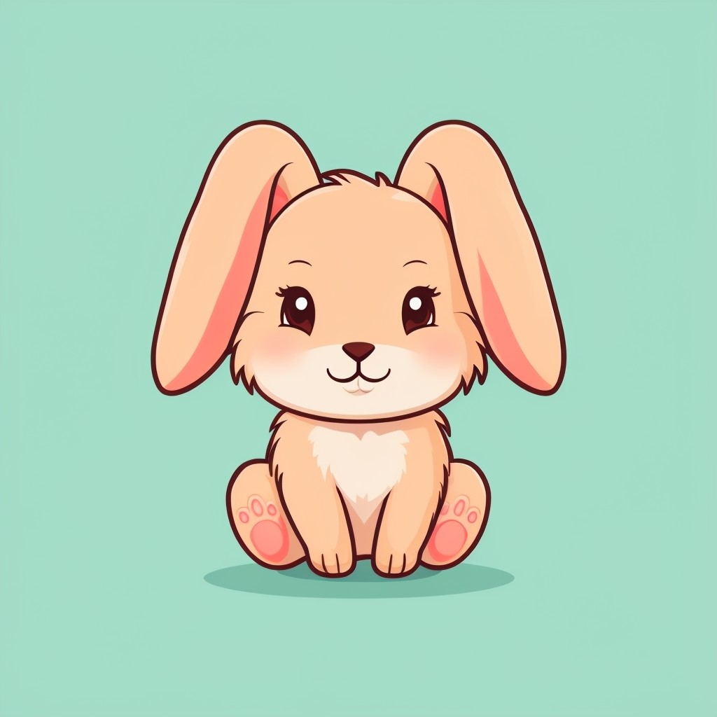 Cute Mint Green Cartoon Bunny Illustration