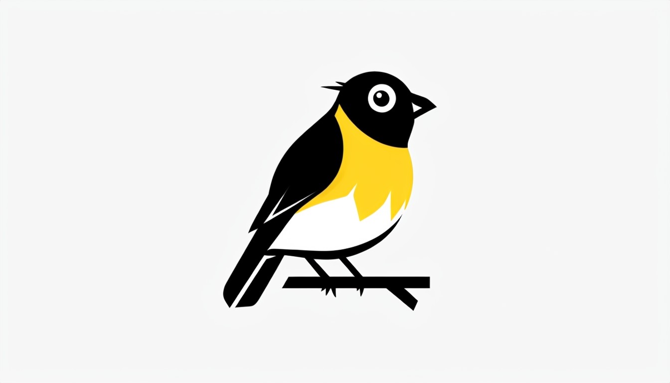 Geometric Black and Yellow Bird Minimalist Logo