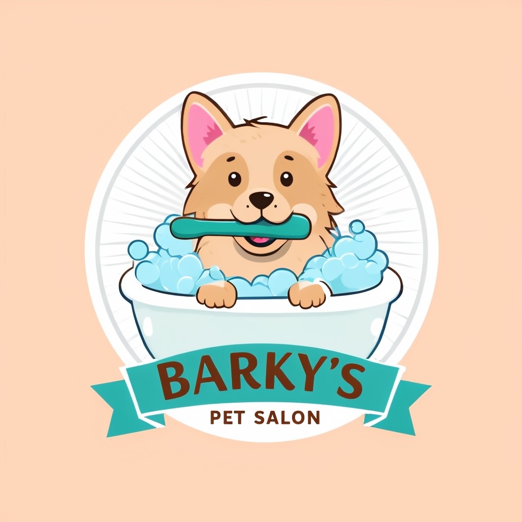 Cartoon Dog Logo for Barky's Pet Salon