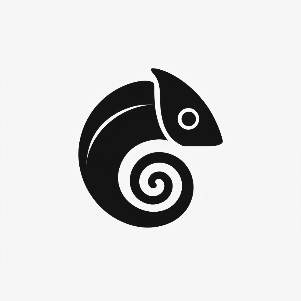 Minimalist Black Chameleon Silhouette Logo