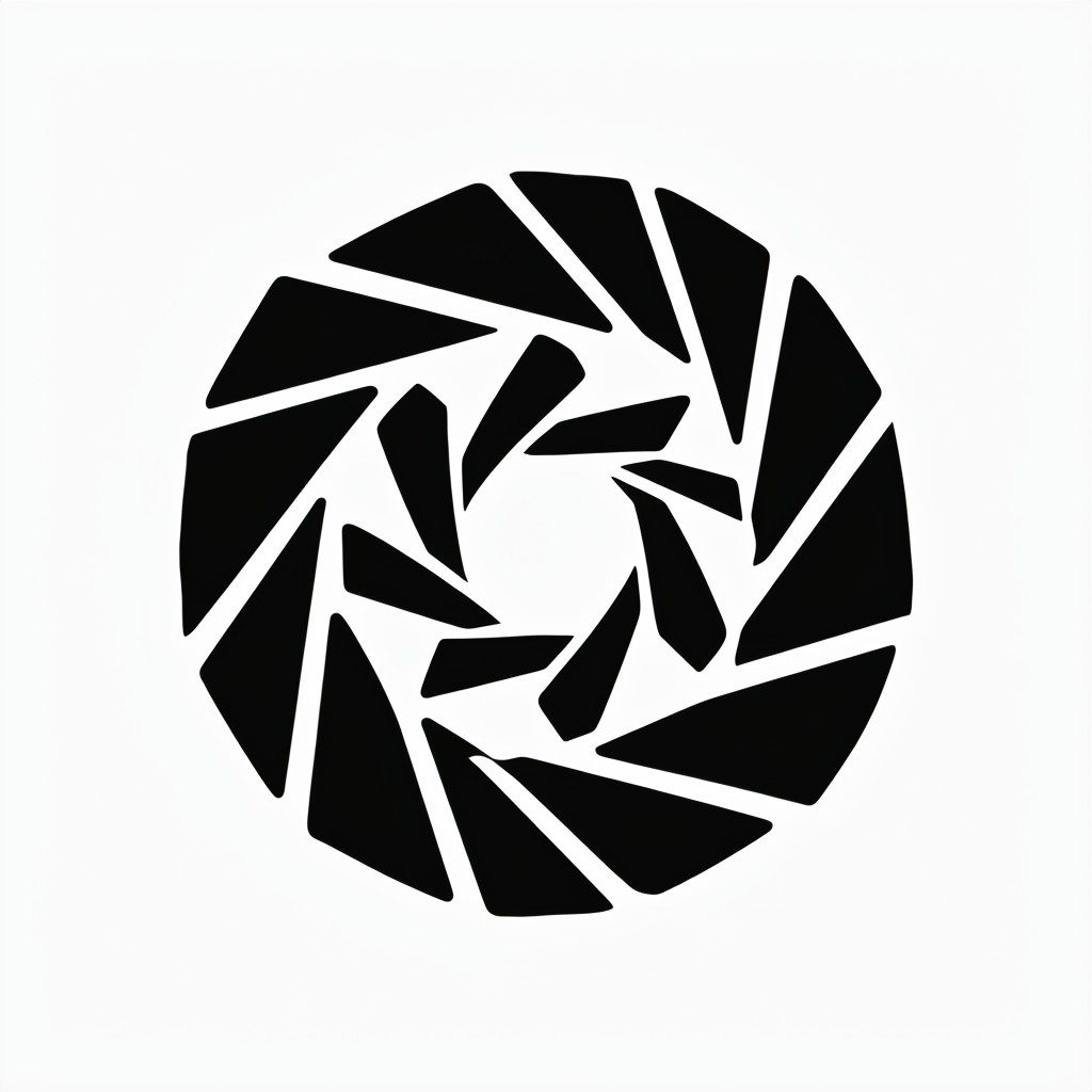 Black Geometric Camera Aperture Logo