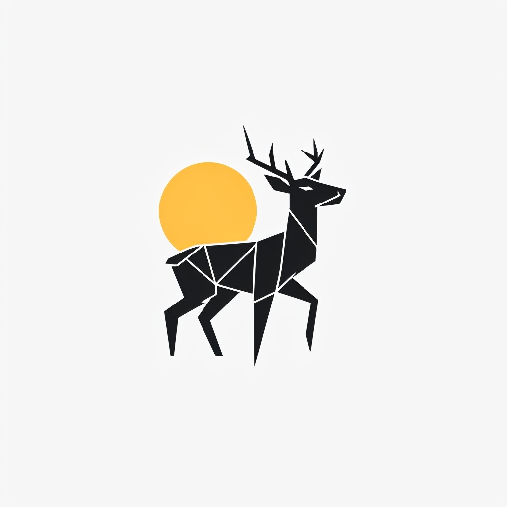 Geometric Black Deer Minimalist Logo Design