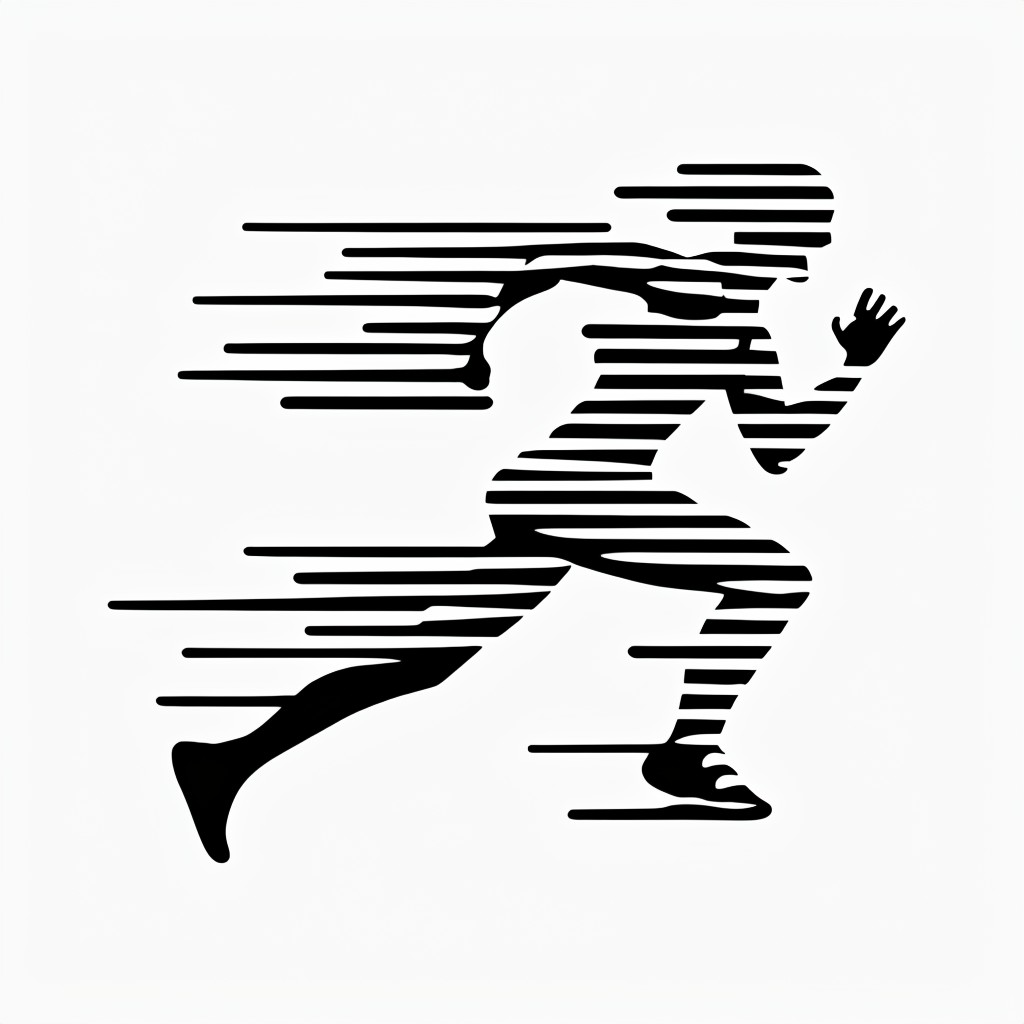 Minimalist Black and White Running Figure Logo