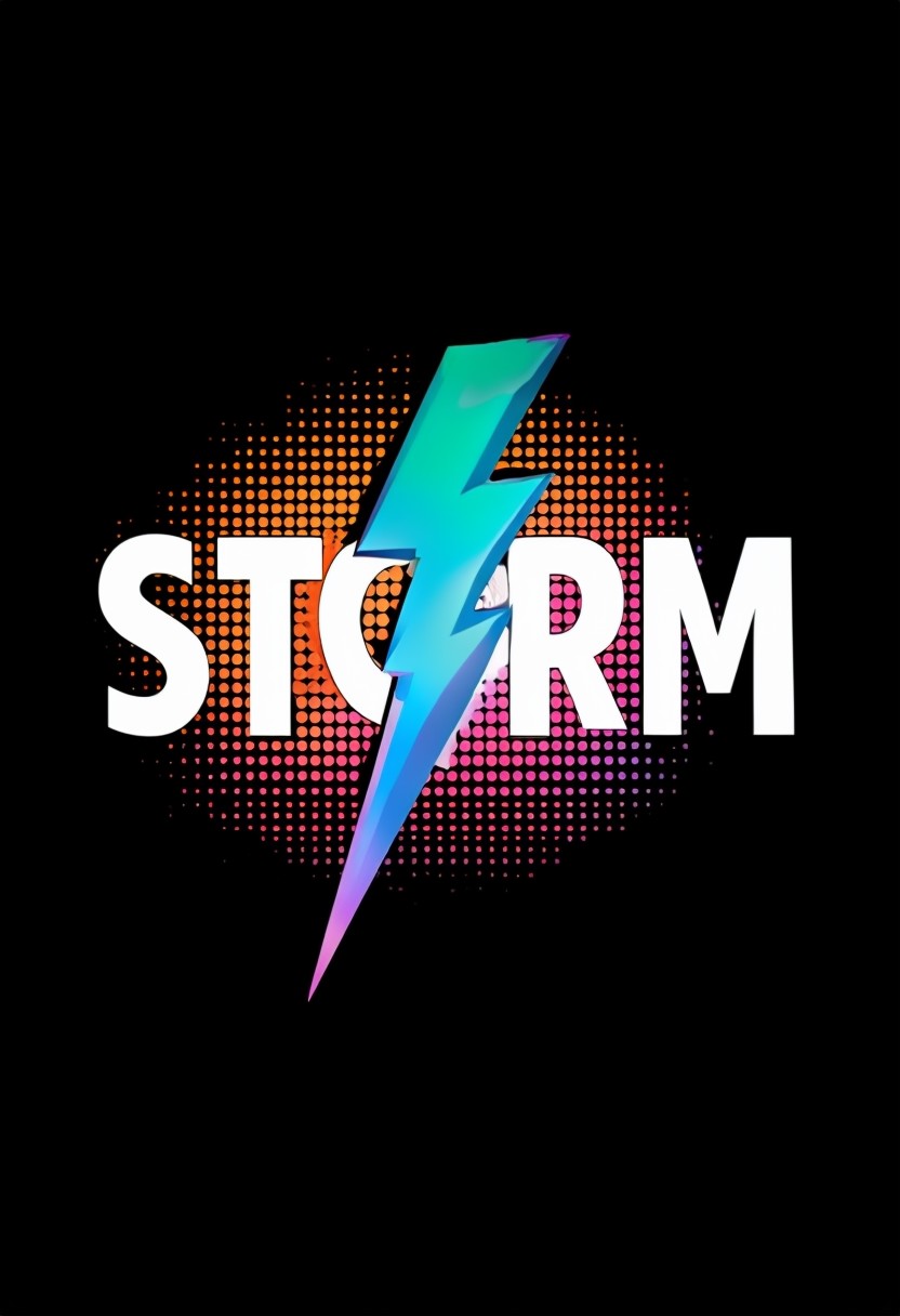 Black White Bold STORM Lightning Bolt Retro Design