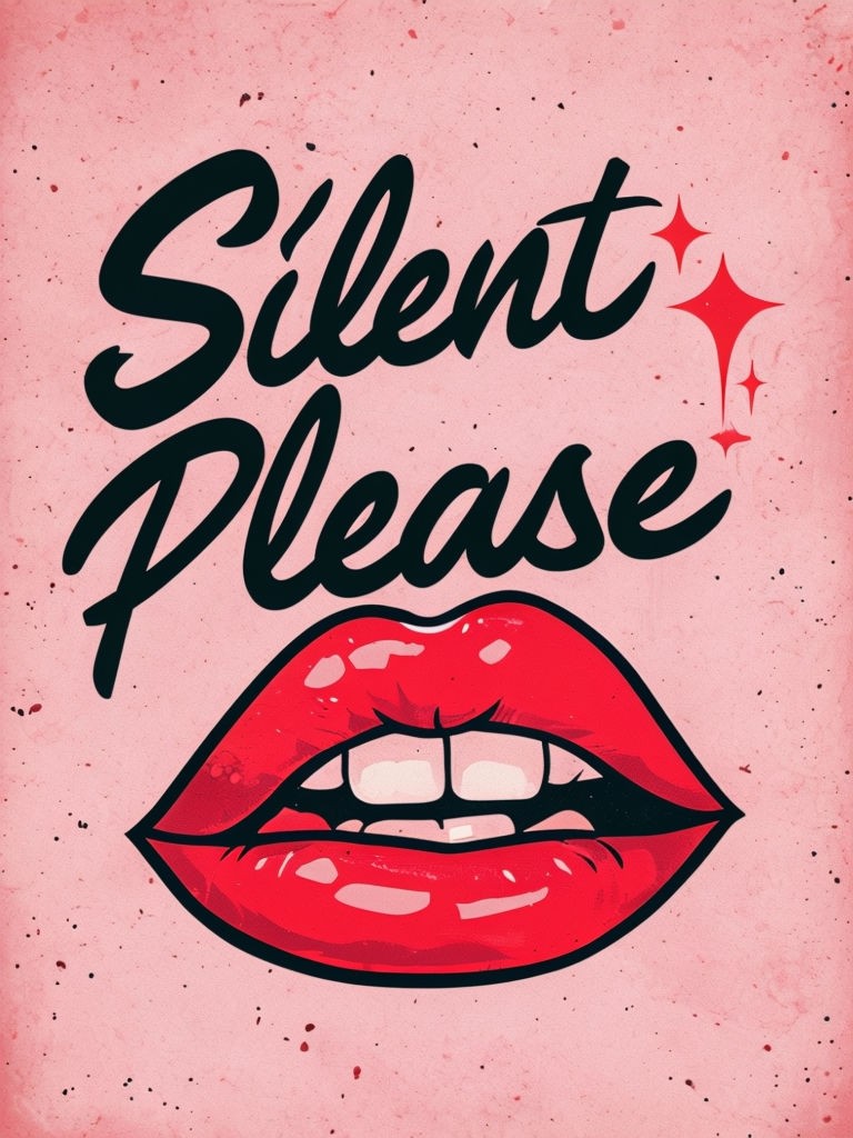 Vintage Pop Art Silent Please Graphic Design