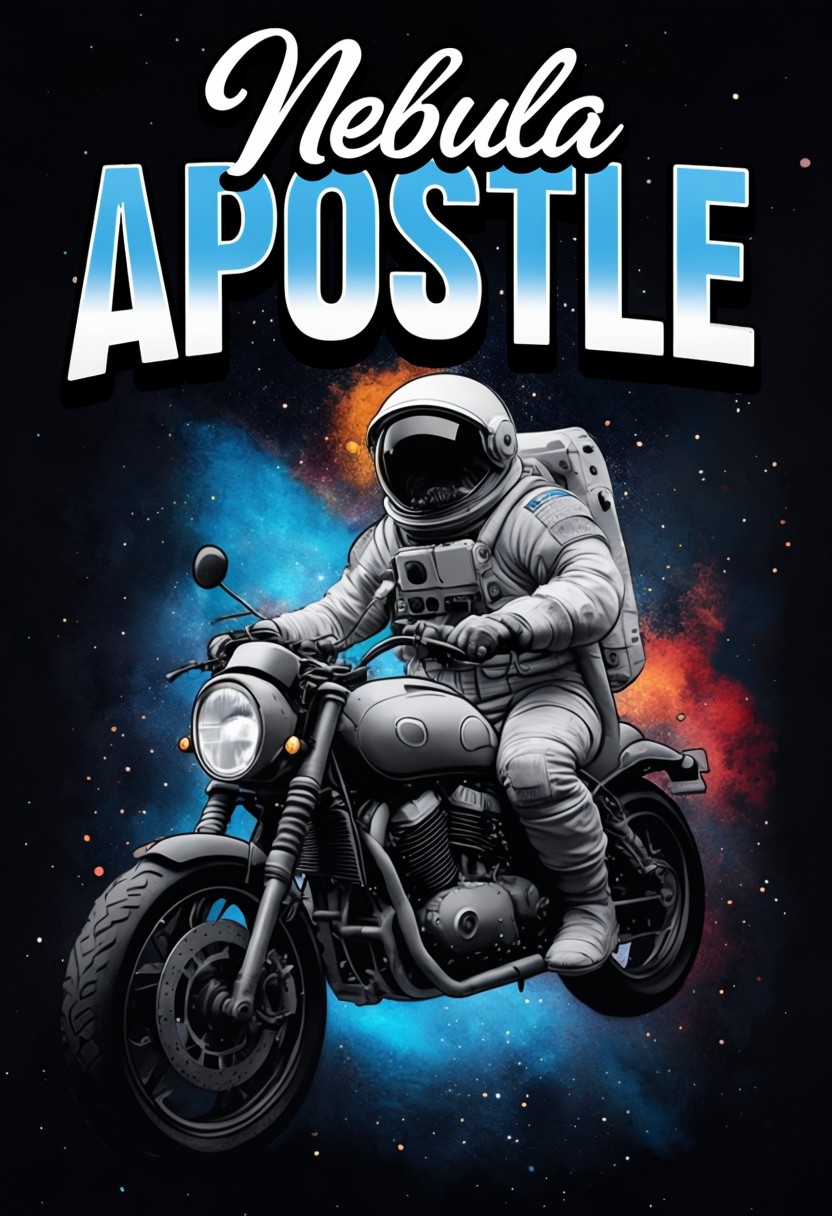 Astronaut Motorcycle Riding Nebula Space Artwork