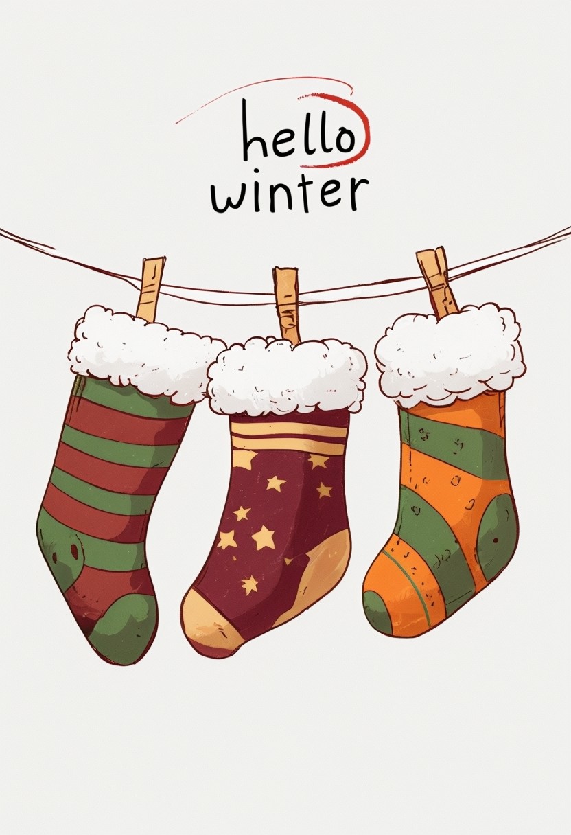 Festive Christmas Stockings Illustration