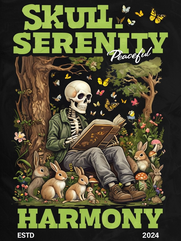 Skeleton Serenity in Forest Illustration