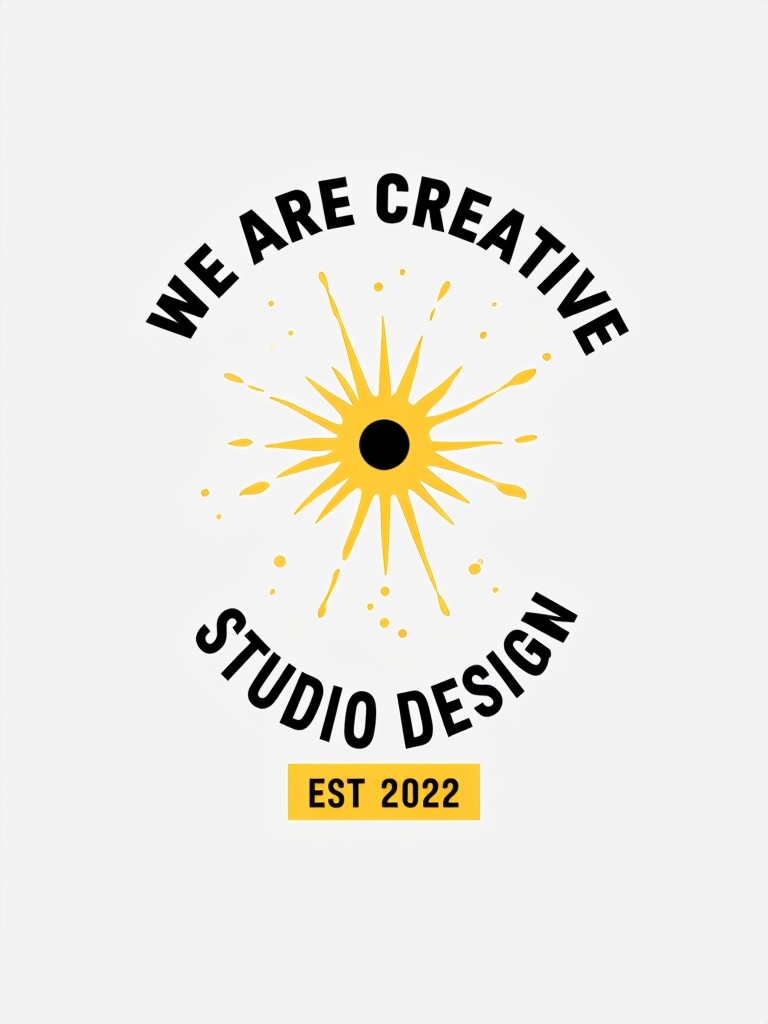 Minimalist Yellow Sunburst Creative Studio Logo