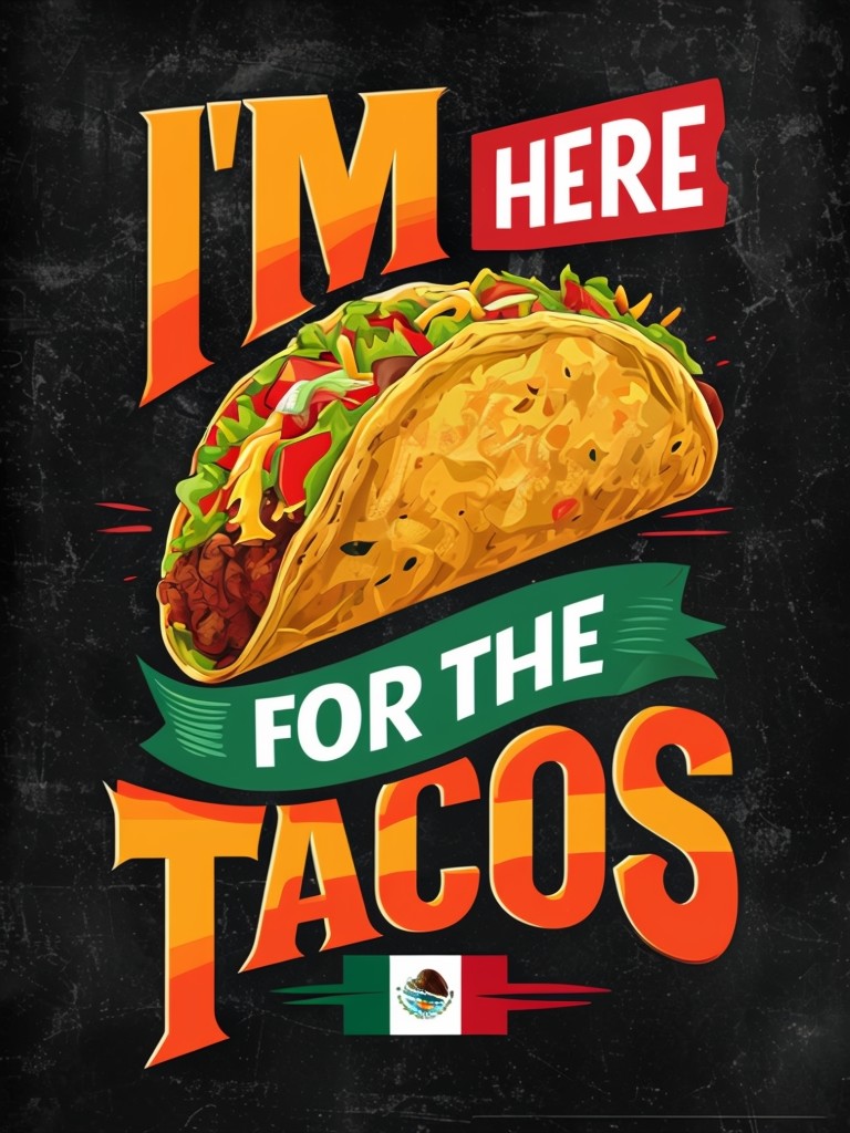 Playful Cartoon Taco Lover Graphic Design