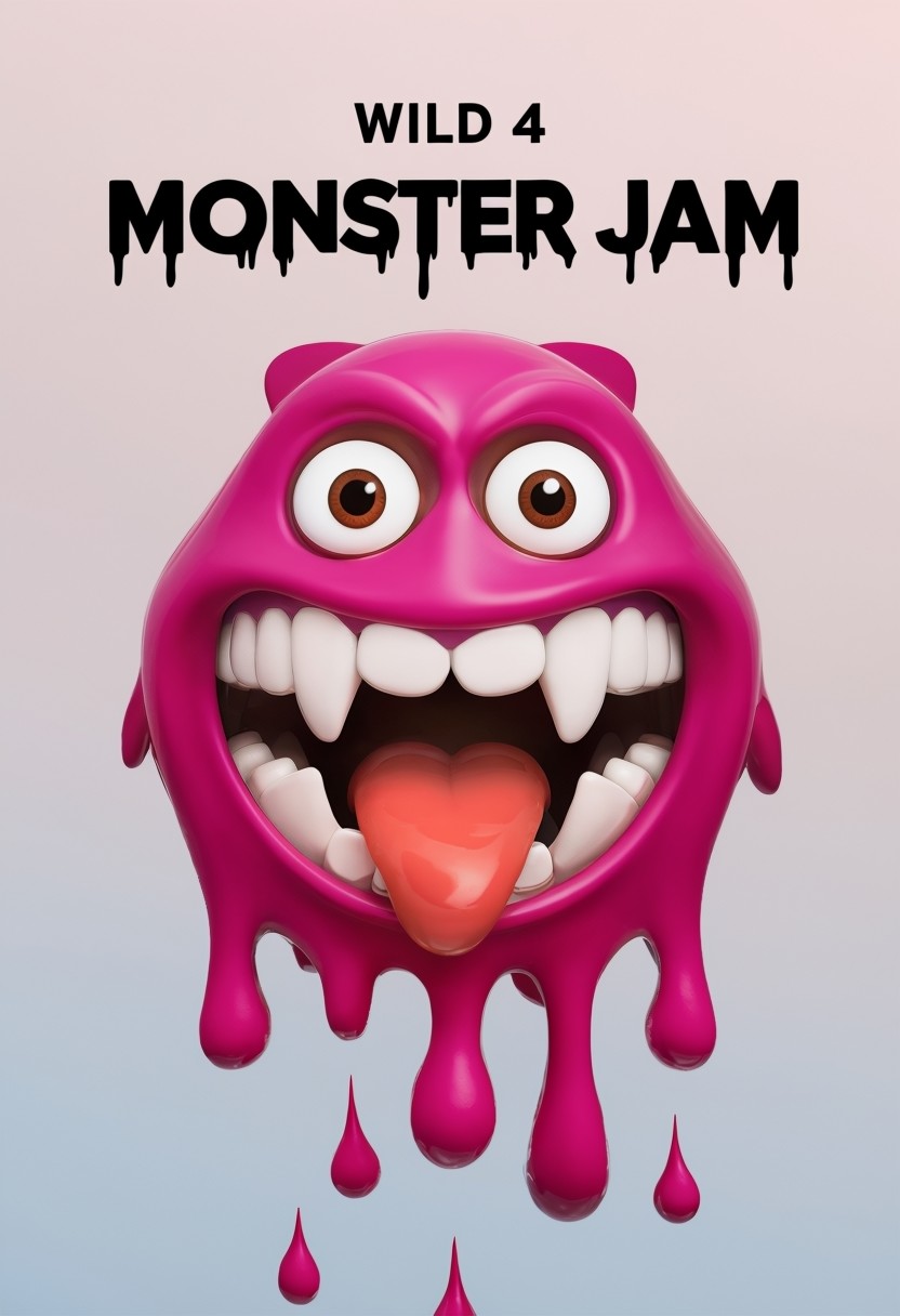 Magenta Cartoon Monster 3D Render Graphic