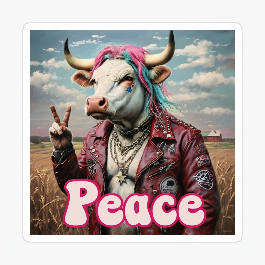  Bull Peace Sign Sticker 