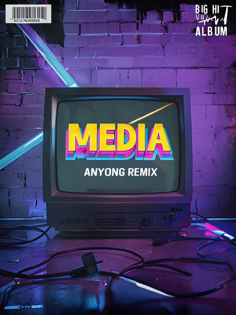 Retro Neon CRT TV Album Cover Design