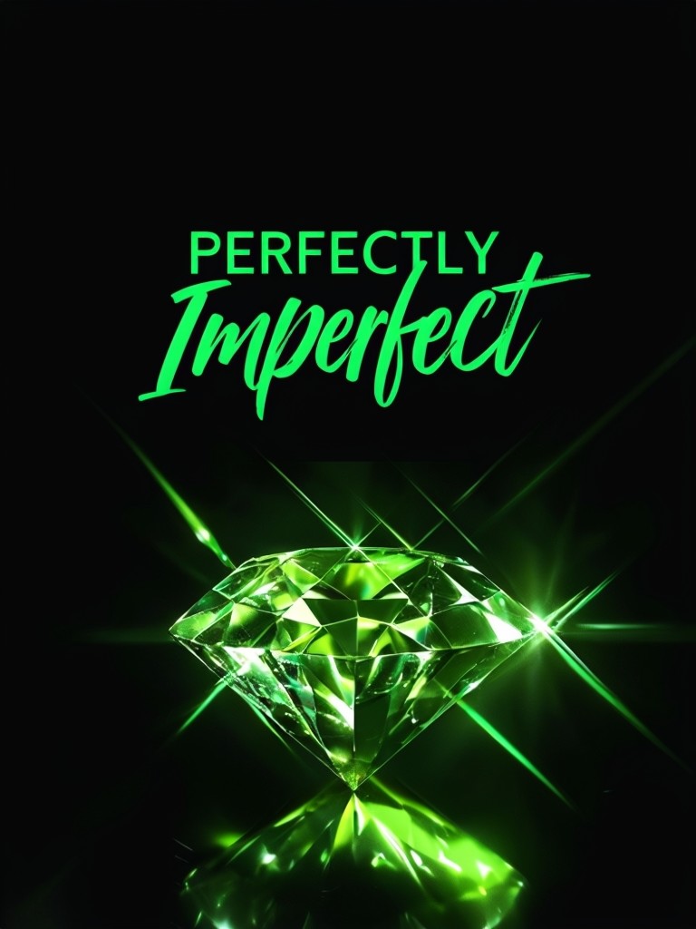 Neon Green Diamond with 'Perfectly Imperfect' Text Graphic Design Social Media Post