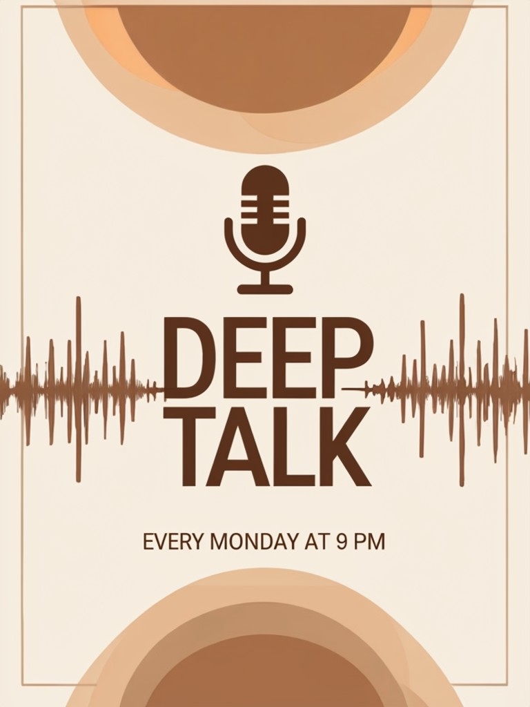 Minimalist Beige Podcast Poster with Brown Mic