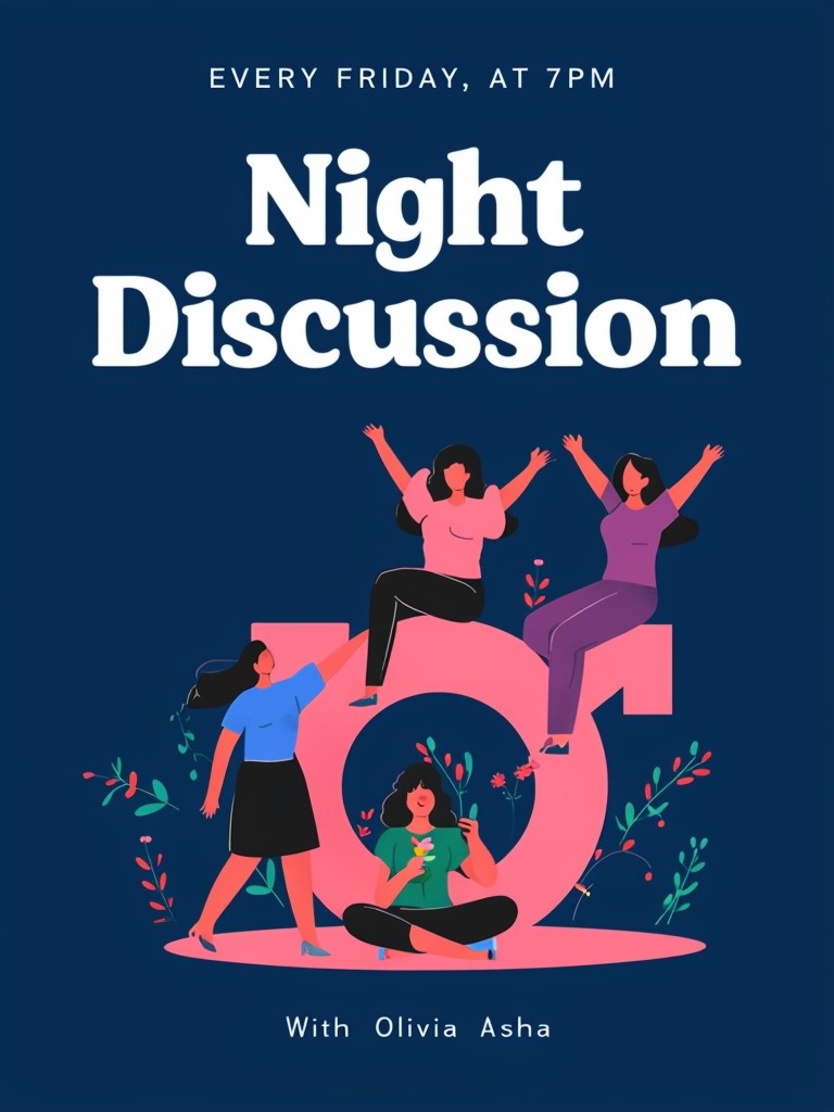 Navy Blue Night Discussion Event Flyer Design