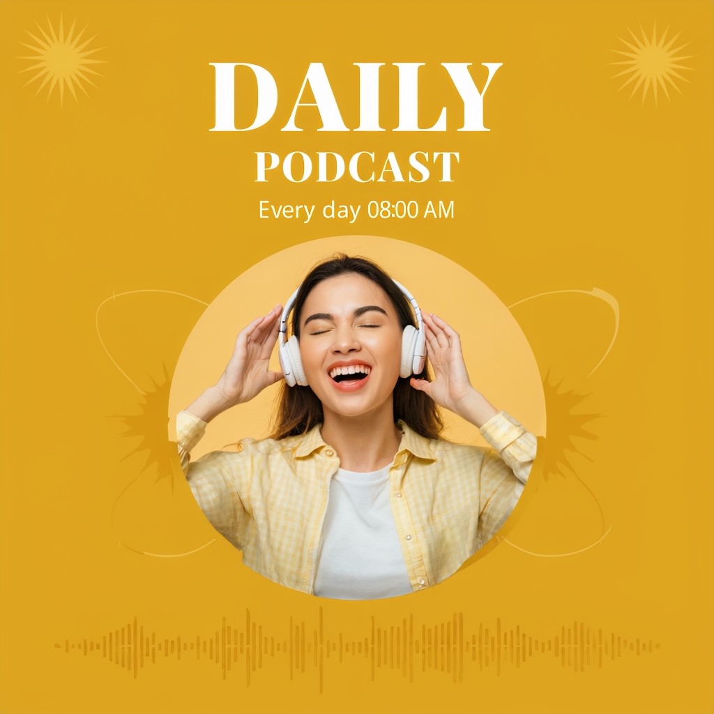 Bright Yellow Daily Podcast Series Poster