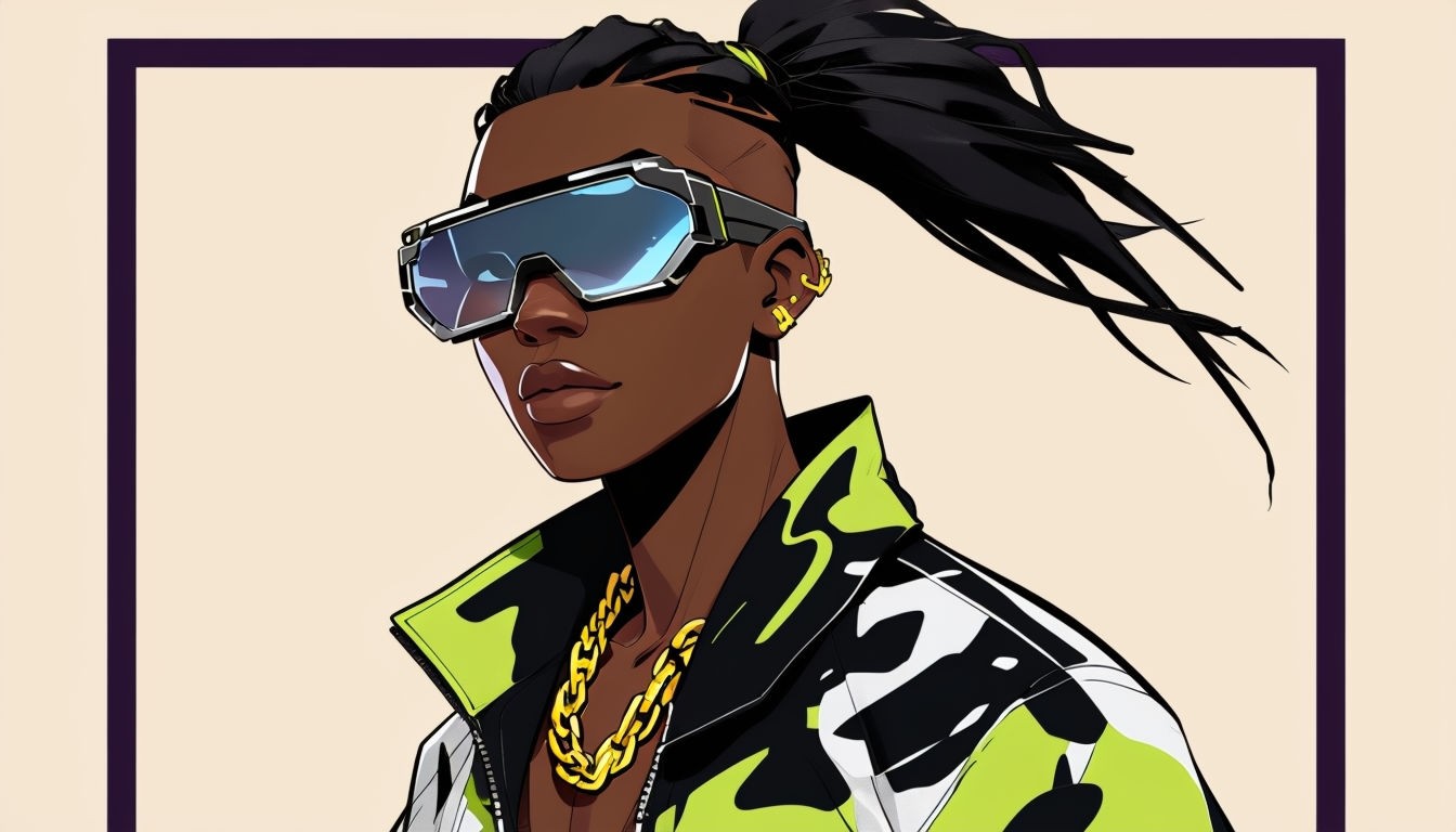 Confident Cartoon Character in Futuristic Sunglasses Digital Art Illustration