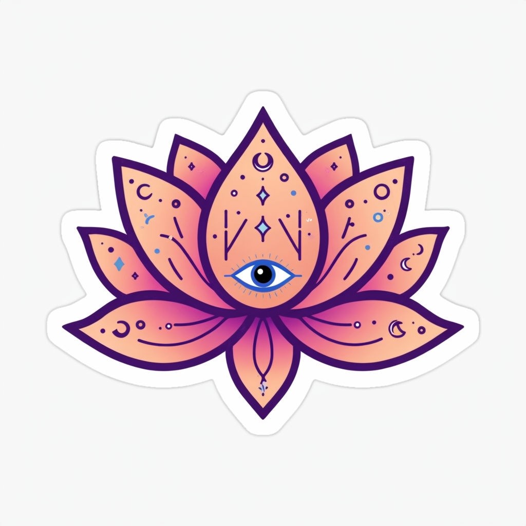 Mystical Lotus Flower with Third Eye