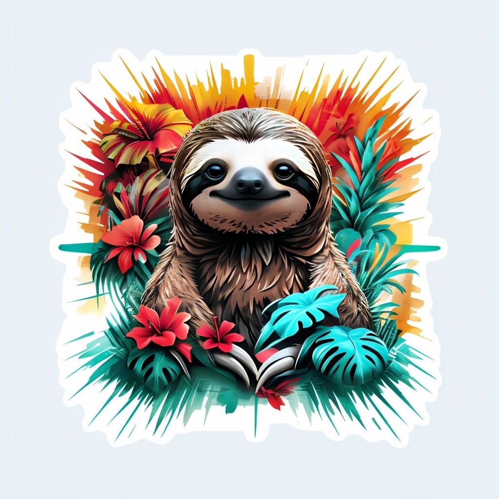 Vibrant Tropical Sloth