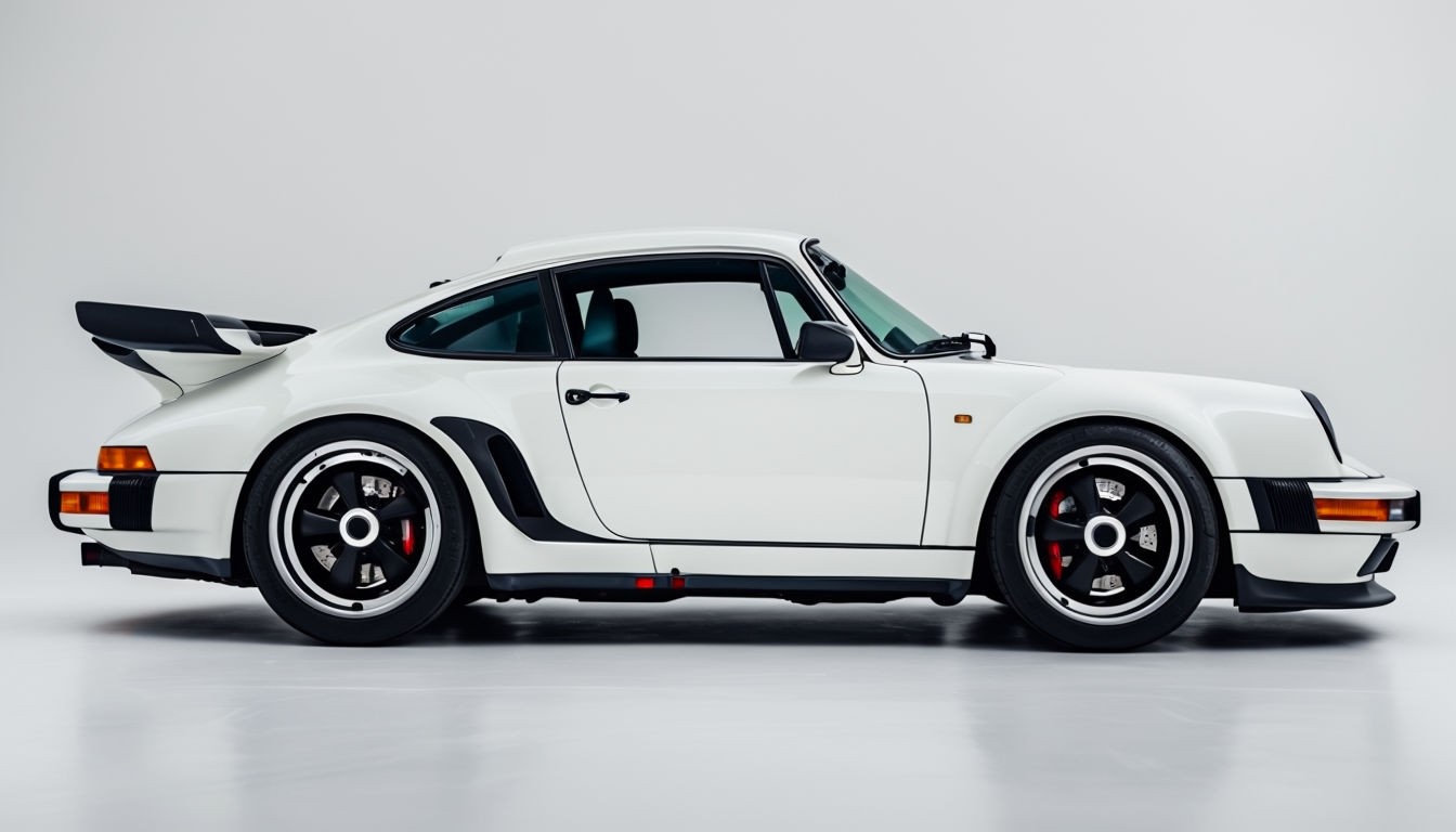 Sleek Classic White Porsche Sports Car Studio Photograph Art