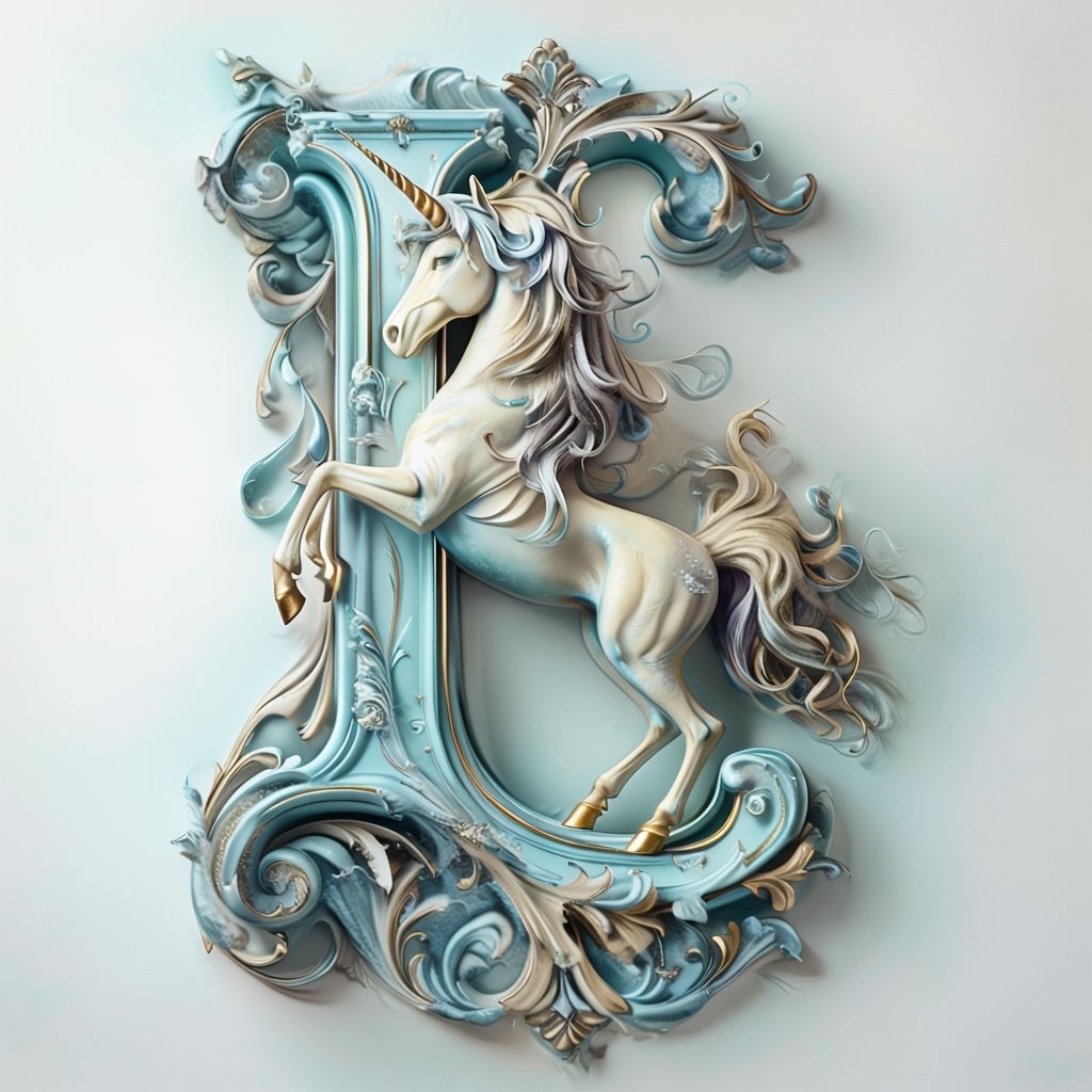 Turquoise Monogram with Unicorn Detail 