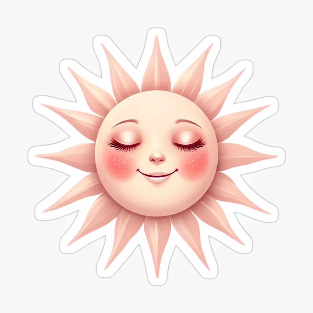 Joyful Sun Sticker with Pastel Rays