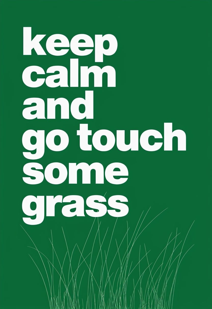 Keep Calm and Go Touch Grass Motivational Poster