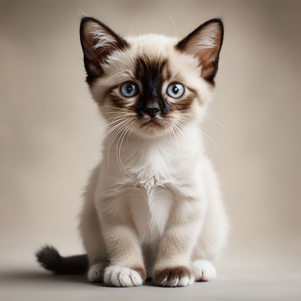 Adorable Young Siamese Mix Cat Portrait Art