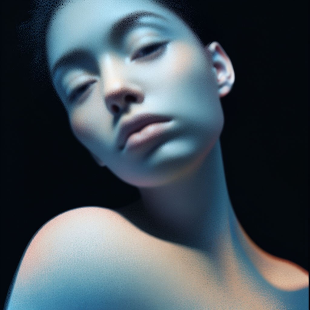 Ethereal Abstract Portrait with Cool Blue Hues Art